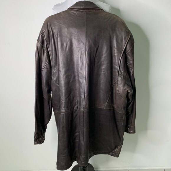 Cou-ture by J. Park Men's Brown Leather Button Front Jacket Size XL - Picture 7 of 10